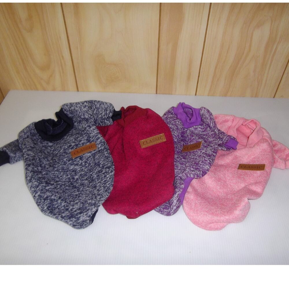 Classic Round Neck Long Sleeve Small Dog Sweaters Set of 4
